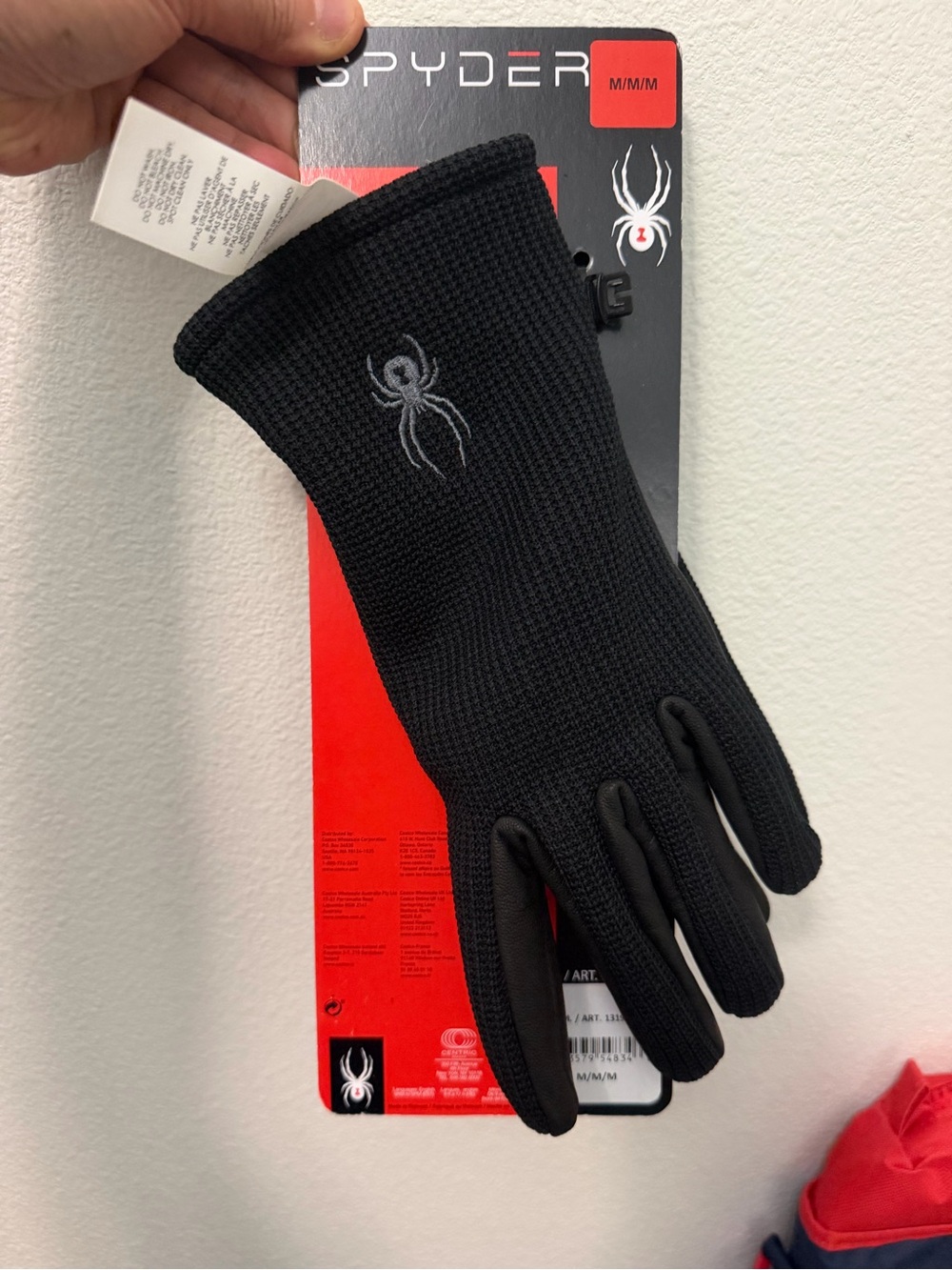 Spyder Black Women's Knit Thermal Gloves with Embroidered Spider